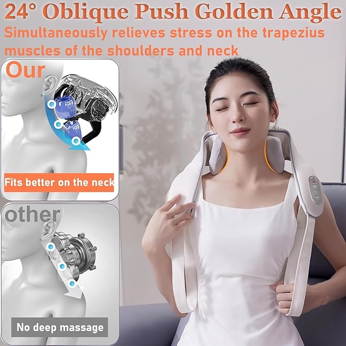 Cervical Massager - Shoulder, Neck, Waist, and Back Massage Device with  Oblique Square Muscle Kneading for Relaxation